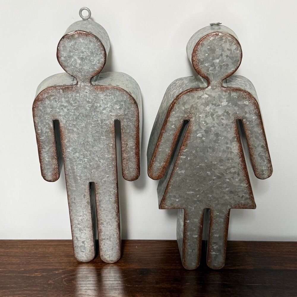 Hobby Lobby Male female tin decor (bathroom door) size 14”x5”